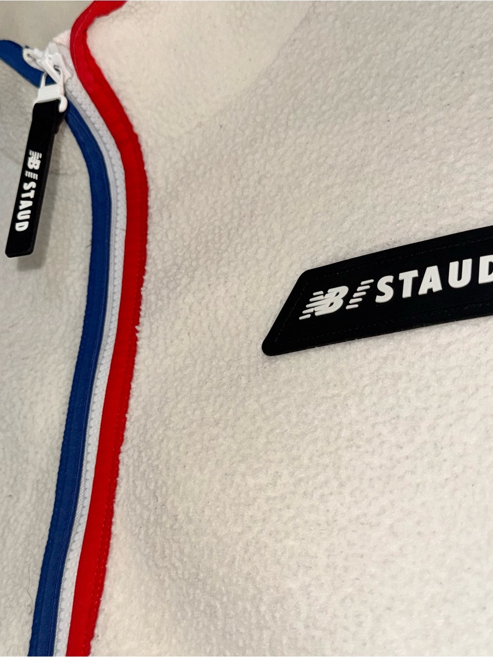 New Balance x Staud Sherpa Pullover | Sz Medium | off white with colored piping - Picture 7 of 9
